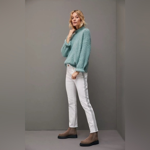 Pilcro Anthropologie White Ultra High-Rise Side-Striped Slim Jeans Size 28 - Picture 1 of 11
